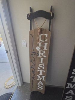 Merry Christmas Wooden Sled Decor Sign