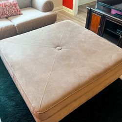 Large Beige Comfy Square Ottoman