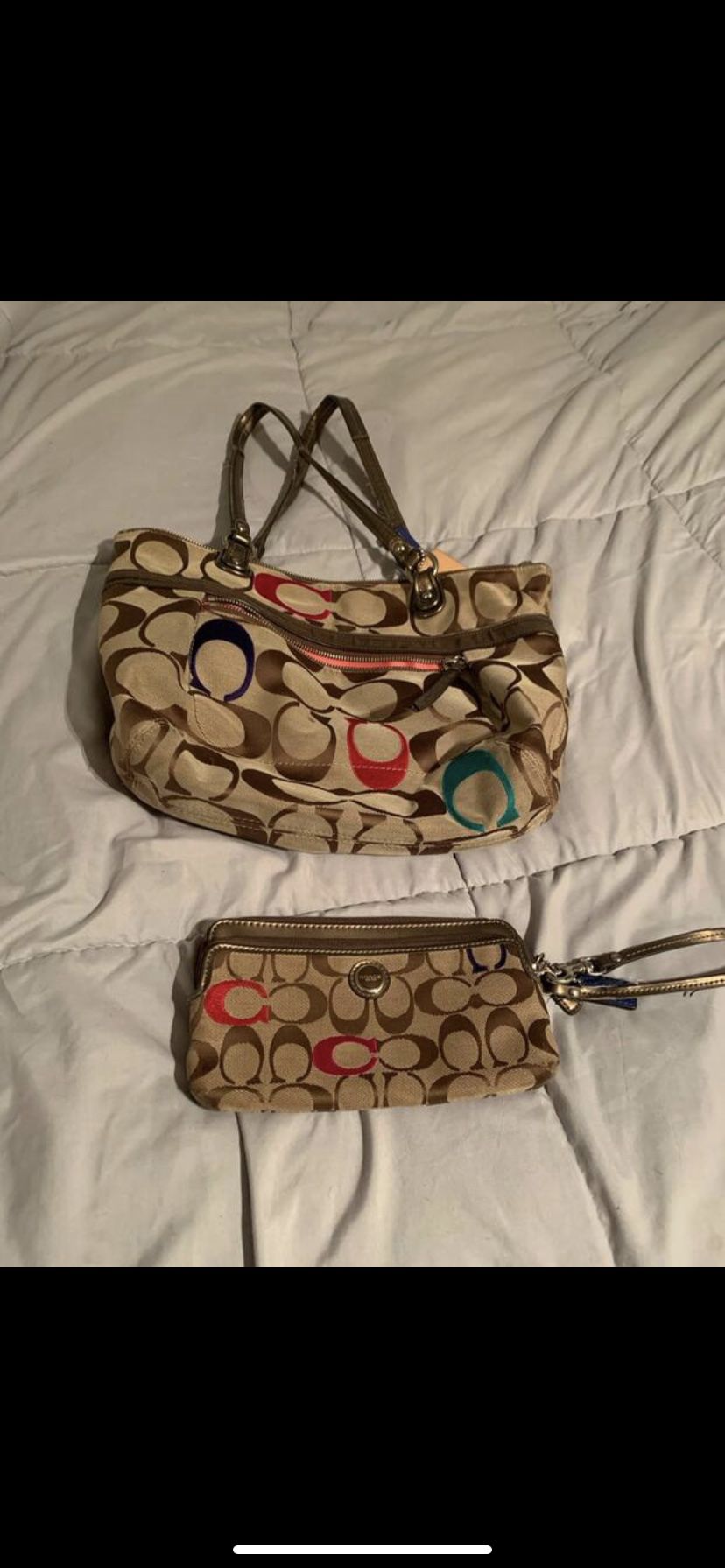 Authentic Coach Purse And Matching Wristlet 