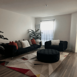 Used Living Room Couch Set with Chair, Rug, and Ottoman - Oxnard, CA