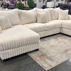 NEW JUMBO CREAM XXL SECTIONAL SOFA AND FREE DELIVERY- BEDROOM FURNITURE BED MATTRESS AND FINANCING AVAILABLE 