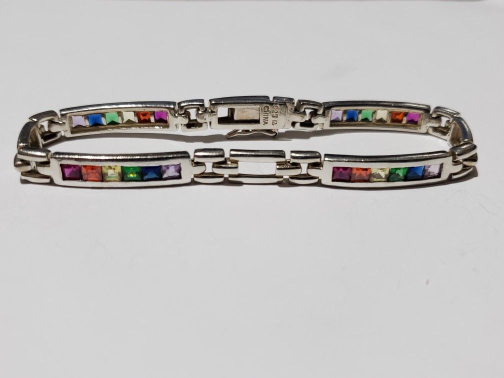 Sterling Silver Multi Stone Bracelet