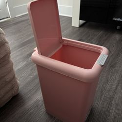 pink trash bin