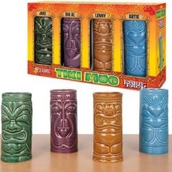 NEW NIB Ceramic Tiki Mug Party Pack To Go 4 Cups