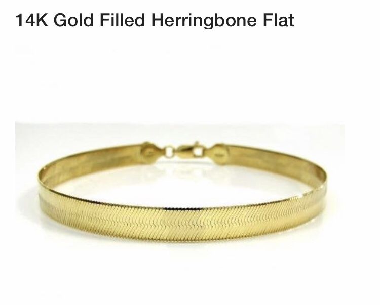 14K Gold filled Herringbone Bracelet 8"
