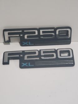 92-97 Ford F-250 XL Left and Right Fender Emblem Nameplate Badge