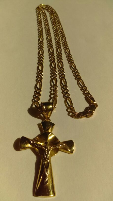 Jesus Christ Crucifix Gold & Silver Chain