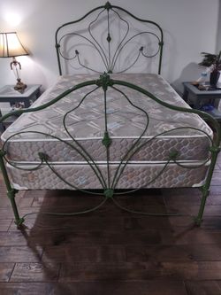 Full-size bed all metal head board frame mattress and box spring included