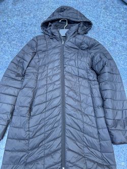 Xersion Jacket Women’s (L) Gray Packable Premium Down Hooded Quilted Puffer Coat