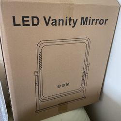 Vanity Mirror with Lights, Height-Adjustable & 360° Rotation, 1/10X Magnification, Three Color Lighting Modes, Makeup Mirror Smart Touch Control, Larg