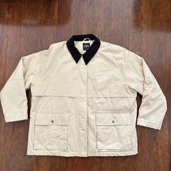 ZARA Padded Barn Jacket With Corduroy Collar Vanilla Size XL
