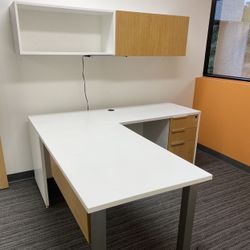 L shape office desk set