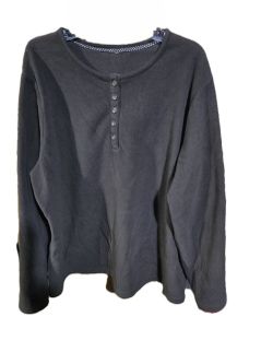 Brown Long Sleeve Fleece Henley Shirt