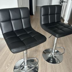 2 Black Chrome Stools