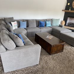 Grey Wrap Around Couch With Loveseat 