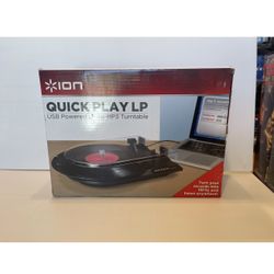 ION QUICK PLAY LP  USB Powered LP-to-MP3 Turntable- New In Box