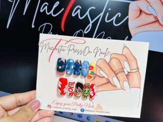 Lilo  & Stitch Hand-Painted Custom Press-On Nails| Medium Length|Medium Size | 10-Piece Set