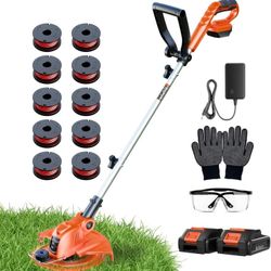2 in 1 Lawn Tool with 12" Cutting Width, 2 x 2.0Ah Batteries and Charger Included, Eco Friendly Grass Cutter