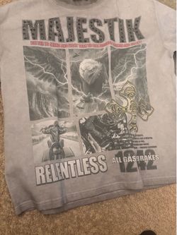 Majestik angel wings graphic T-shirt Gray size-L