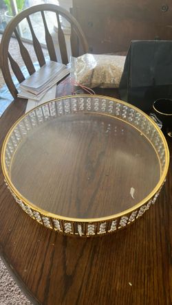 Gold glass cake plate