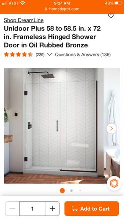 NEW Dreamline Frameless Shower Door