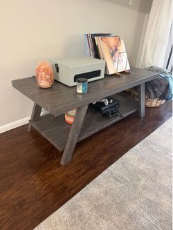 Gray TV stand/table and two side tables