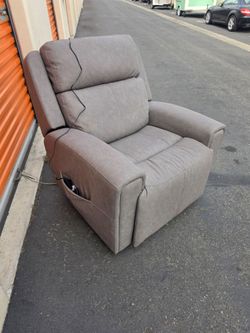 Power Recliner Chair Gray Faux Leather