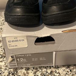 Nike Air Force 1 PS Sneaker Toddler 12C Triple Black Leather 314193-009