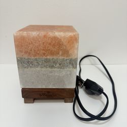 Dual Illumination Salt Rock lamp - Modern Square Pink White and Grey Design o...