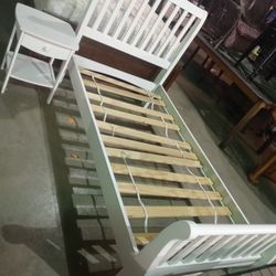 White Twin Bed With NightStand