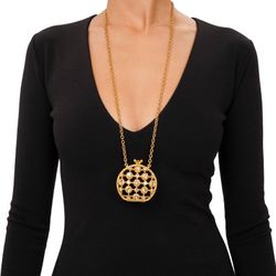 Dolce & Gabbana Crystal Cage Clutch Bag Chain Necklace Gold