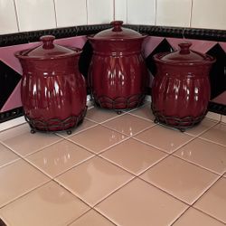 Home Interior Usados Set de 3 Canisters Con sus bases de metal 