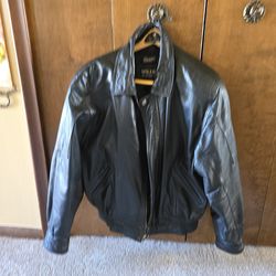 Wilson's Black Leather Bomber Jacket , insulated