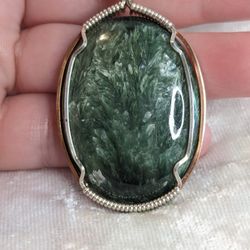 Serafinite Pendant Wire Wrapped In Copper And Silver