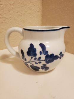 Vintage Viana do Castelo Creamer, Pitcher  Hand-Painted Portuguese Floral Ceramic
