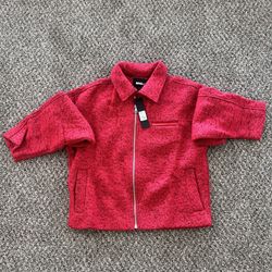 Hallron Textured Cropped Jacket - Red/combo (new) sz: small