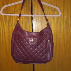 Isaac Mizrahi Burgundy Leather Hobo Bag