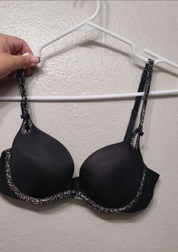 Black Padded Bra with Patterned Trim *Make offer*