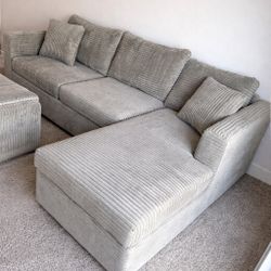 💥Beautiful Gray Corduroy Sectional BRAND NEW in STOCK 💥