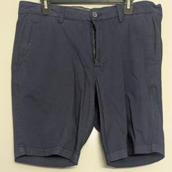 Tahari Flat Front Stretch Slim Fit Chino Shorts Navy Blue Men's Size 34