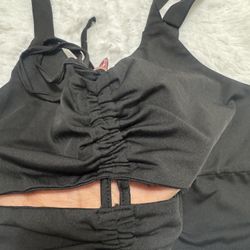 New 1x black tank crop top emo goth festival boho rave stretchy