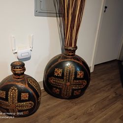 2  LARGE   FLOOR  VASES  