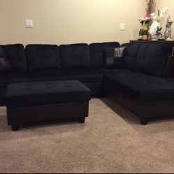 Black Microfiber Sectional Couch