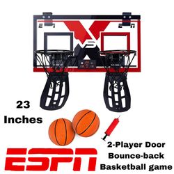 (NEW) ESPN 2-Player 23-inch Foldable Bounce Back Over the Door Indoor Basketball Game