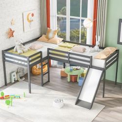 Twin Loft  Bunk Beds With Slide 