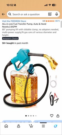 FEEDRON Fuel Transfer Pump 3.8GPM with Auto-Stop Nozzle - USB/Battery Powered - New in Box