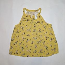 Reitmans Yellow Floral Button Front Halter Blouse