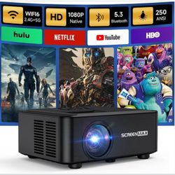 Projector with WIFI and Bluetooth, Native 1080P Bluetooth Projector, Full HD Portable