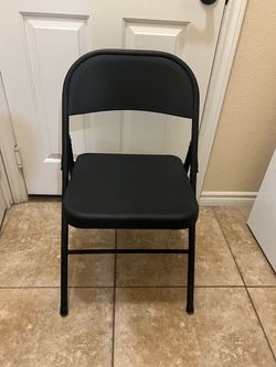 8 Black Metal Folding Chairs