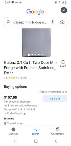Galanz 3.1 Cu ft Two Door Mini Fridge with Freezer, Stainless